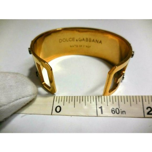Dolce and Gabbana Brown Croc Gold Tone Cuff - Picture 9 of 11